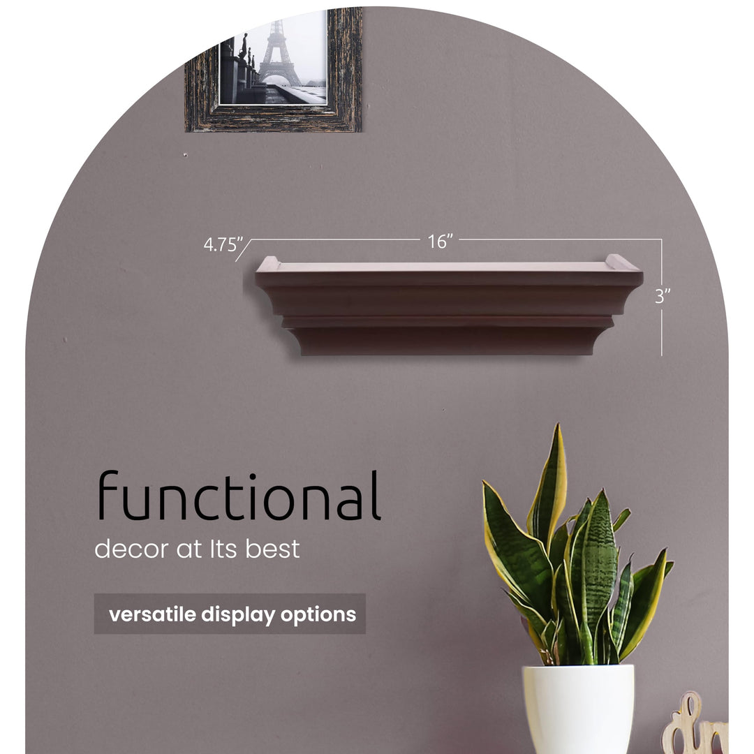 Kiera Grace Madison Classic Crown Molding Floating Wall Shelves Robust