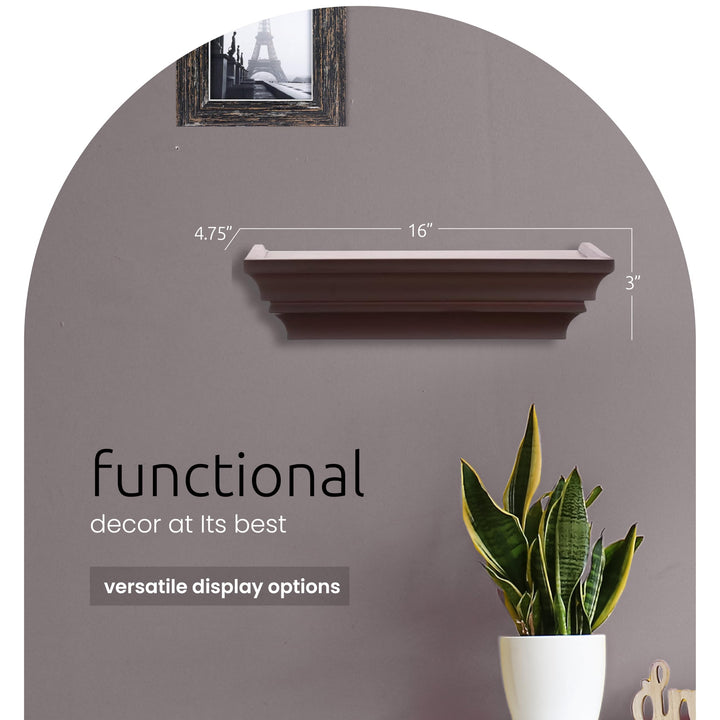 Kiera Grace Madison Classic Crown Molding Floating Wall Shelves Robust