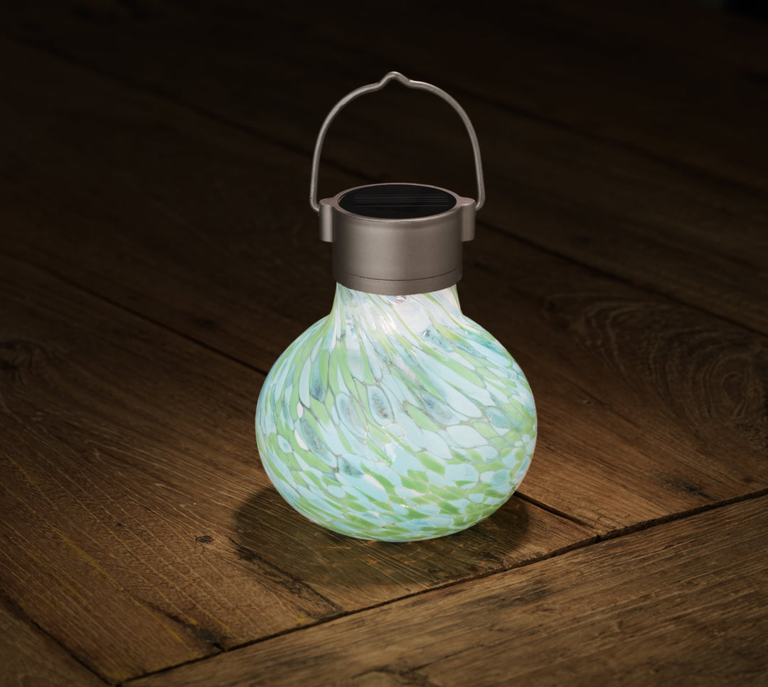 Allsop Home and Garden 30565 Allsop Solar Glass Tea Lantern-Mint - Diamond Home USA