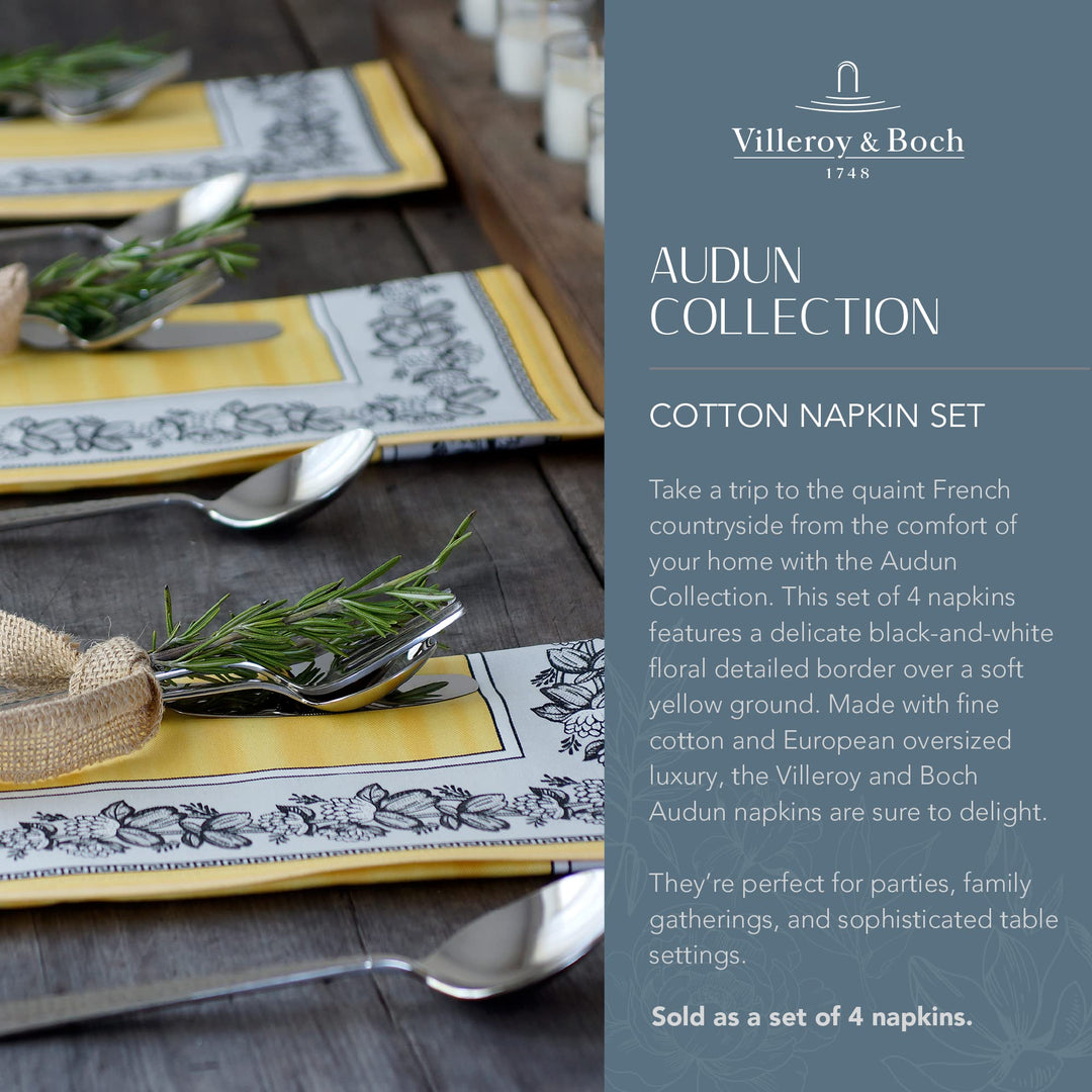 Villeroy and Boch Audun Oversized Cotton Fabric Napkins 21 Inches by 21 Inches - Diamond Home USA