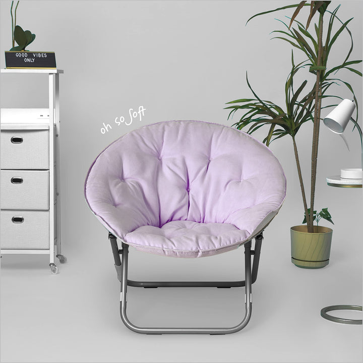 Urban Lifestyle Micromink Foldable Saucer Chair Lavender - Diamond Home USA