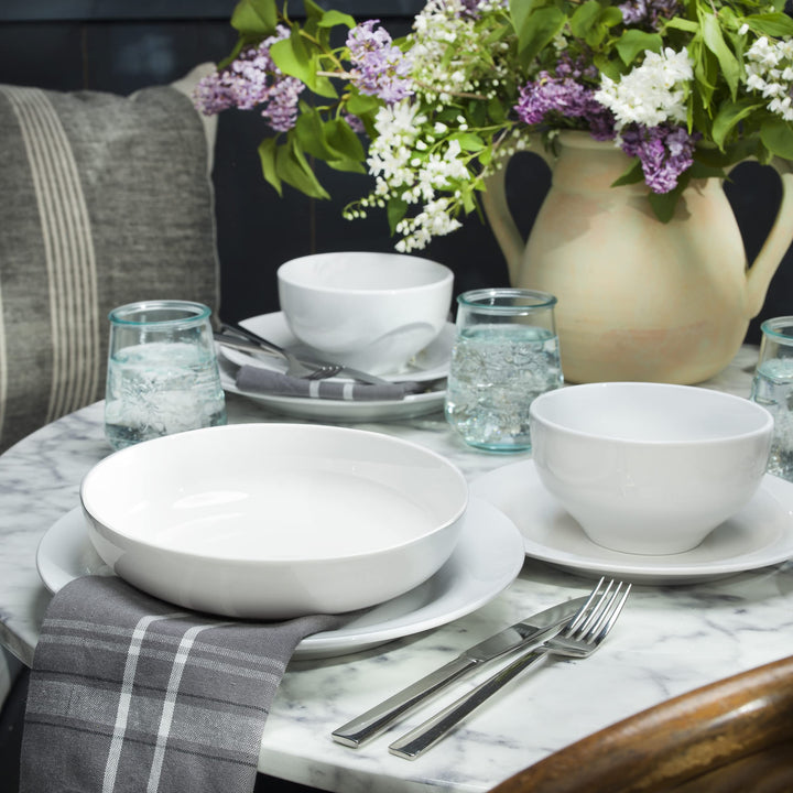 Euro Ceramica MontBlanc 16 Piece Double Bowl Porcelain Dinnerware Set ;With 4-PC - Diamond Home USA