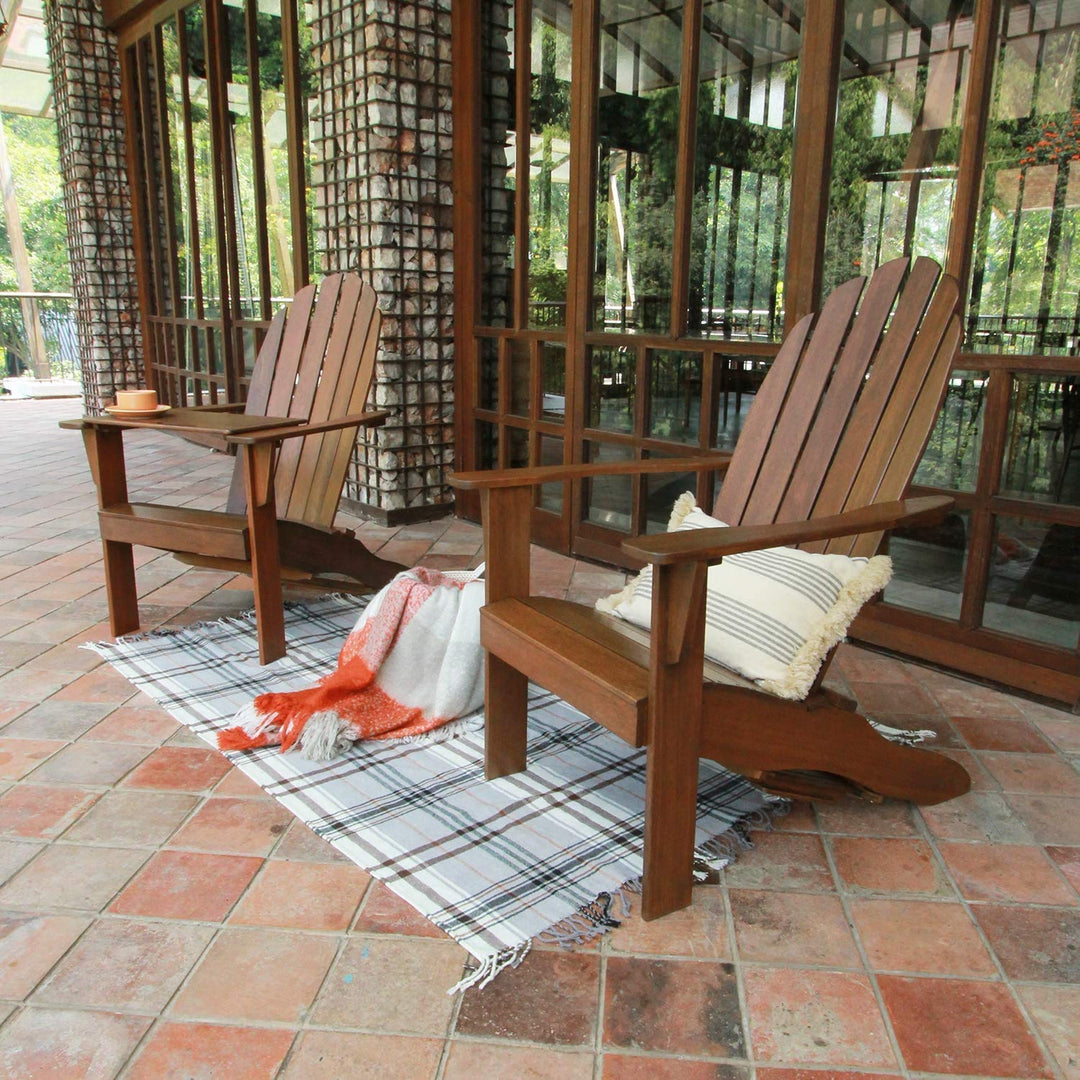 Cambridge Casual Bentley Adirondack Chair with Tray Table Solid Wood/Black