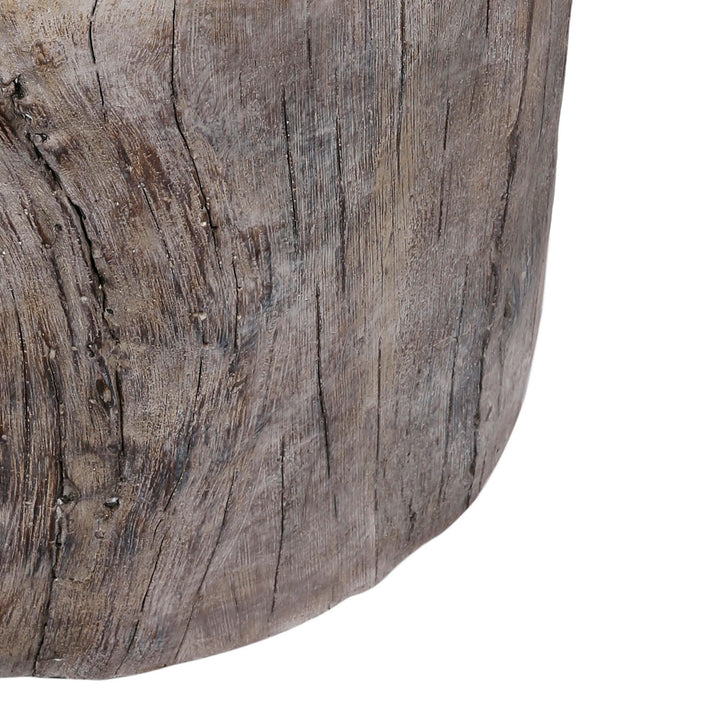 9 Inch Cement Stool Table Tree Stump Design Round Top Classic Brown Modern - Diamond Home USA