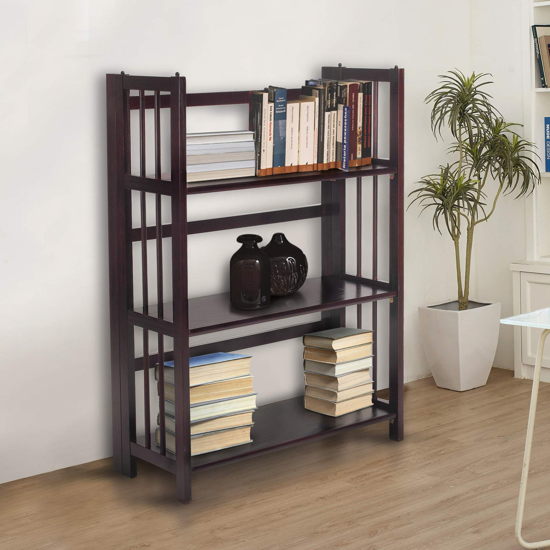 Casual Home 3-Shelf 27.5" Wide Folding Stackable Bookcase