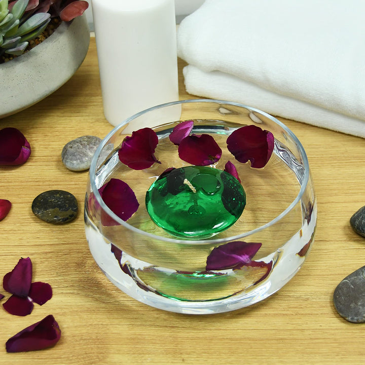Zest Candle 3 Inch Clear Hunter Green Gel Floating Candles 6 Count
