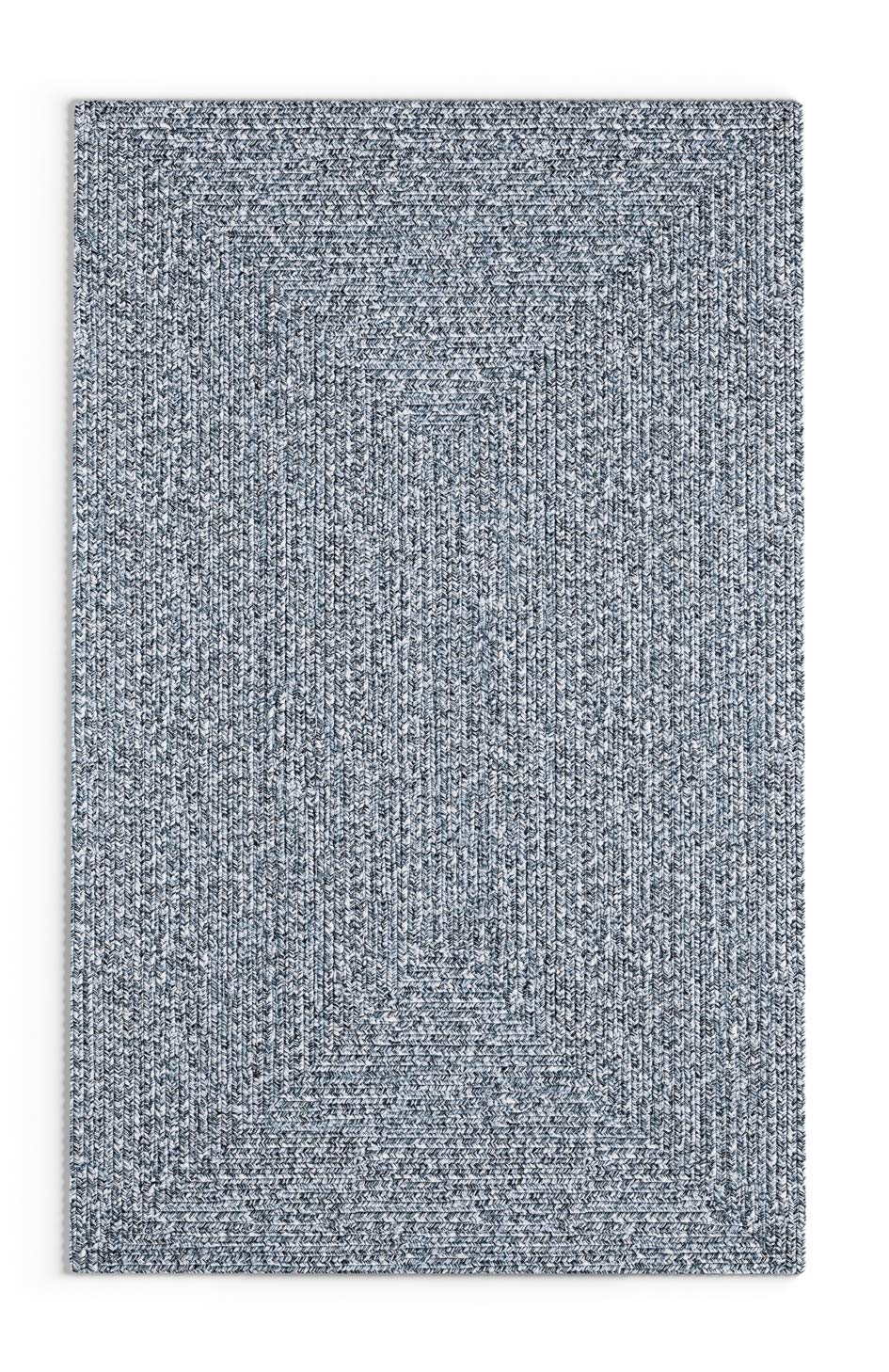 Rowan Handmade Braided Area Rug Hand-Woven Mid-Century Modern Casual Style (5' x 5' x 8' - Light Blue