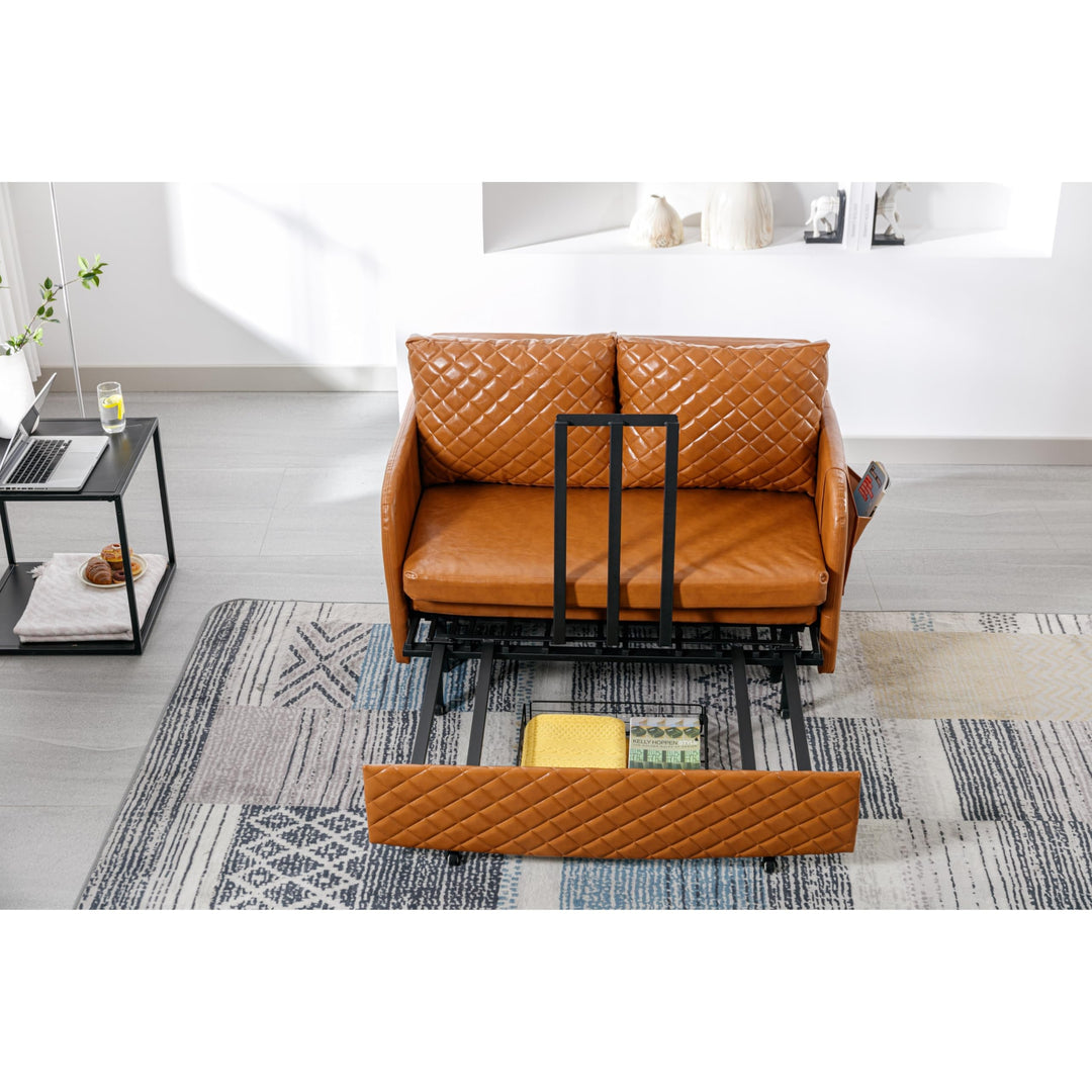 47.64" Modern Convertible Sleeper Loveseat Sofa Bed with Headboard Pull-Out - Diamond Home USA