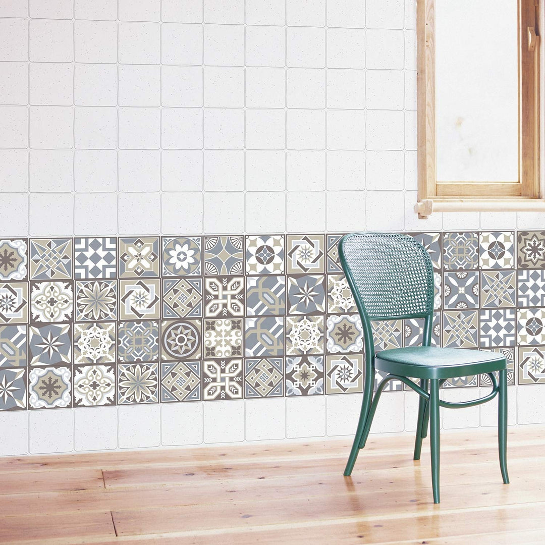 Limestone Spanish Tile Stickers Peel and Stick Wall Sticker Decal 24pcs 4"x4" 24 pieces