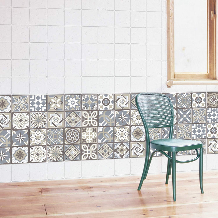 Limestone Spanish Tile Stickers Peel and Stick Wall Sticker Decal 24pcs 4"x4" 24 pieces