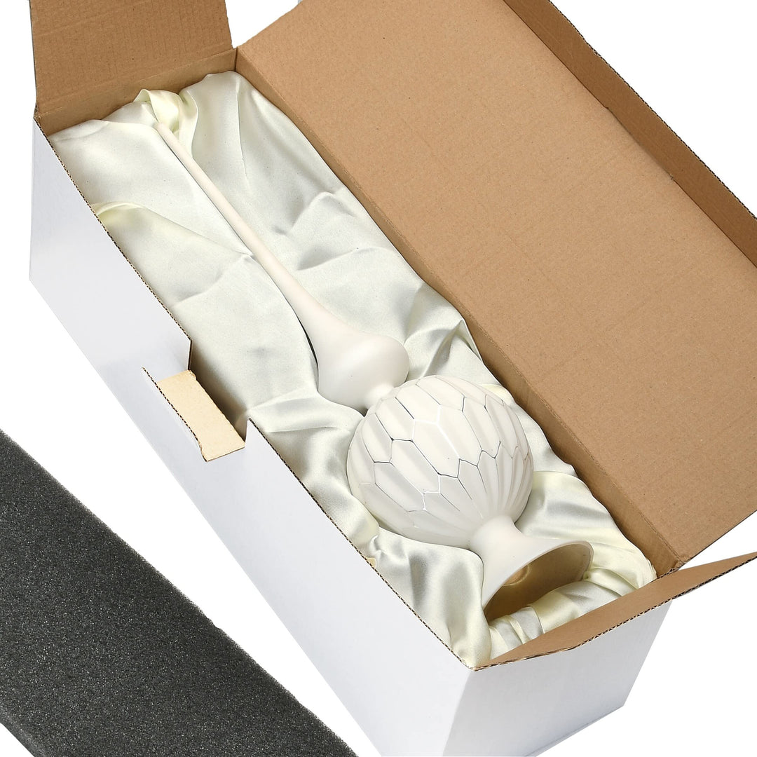 15" White Glass Christmas Tree Topper 15 in - Diamond Home USA