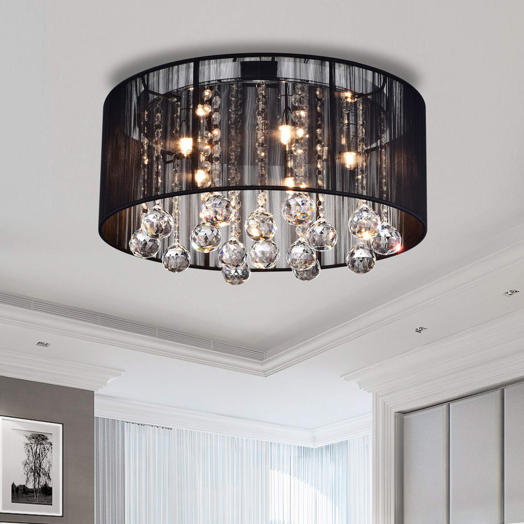 Warehouse of Tiffany Jasmine Crystal Chandelier Black 9" - Diamond Home USA