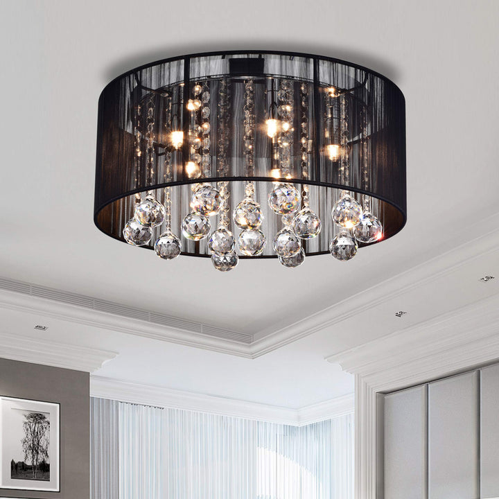 Warehouse of Tiffany Jasmine Crystal Chandelier Black 9" - Diamond Home USA