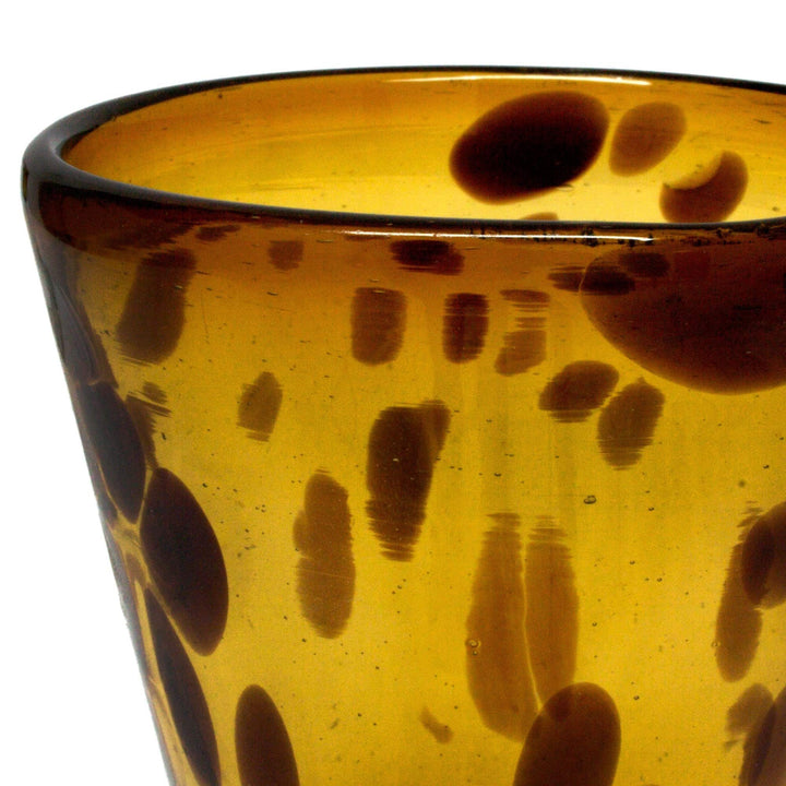 Handmade Wine Glasses Tortoise Shell Set Of 6 (Mexico) Brown Clear Glass - Diamond Home USA