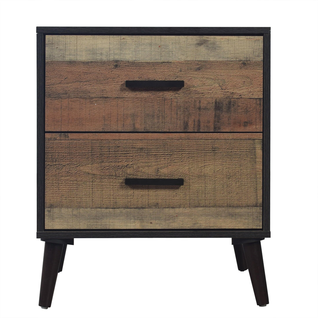 Rustic Elegant 2-Drawers Wooden Nightstand Natural MDF Wood Finish - Diamond Home USA