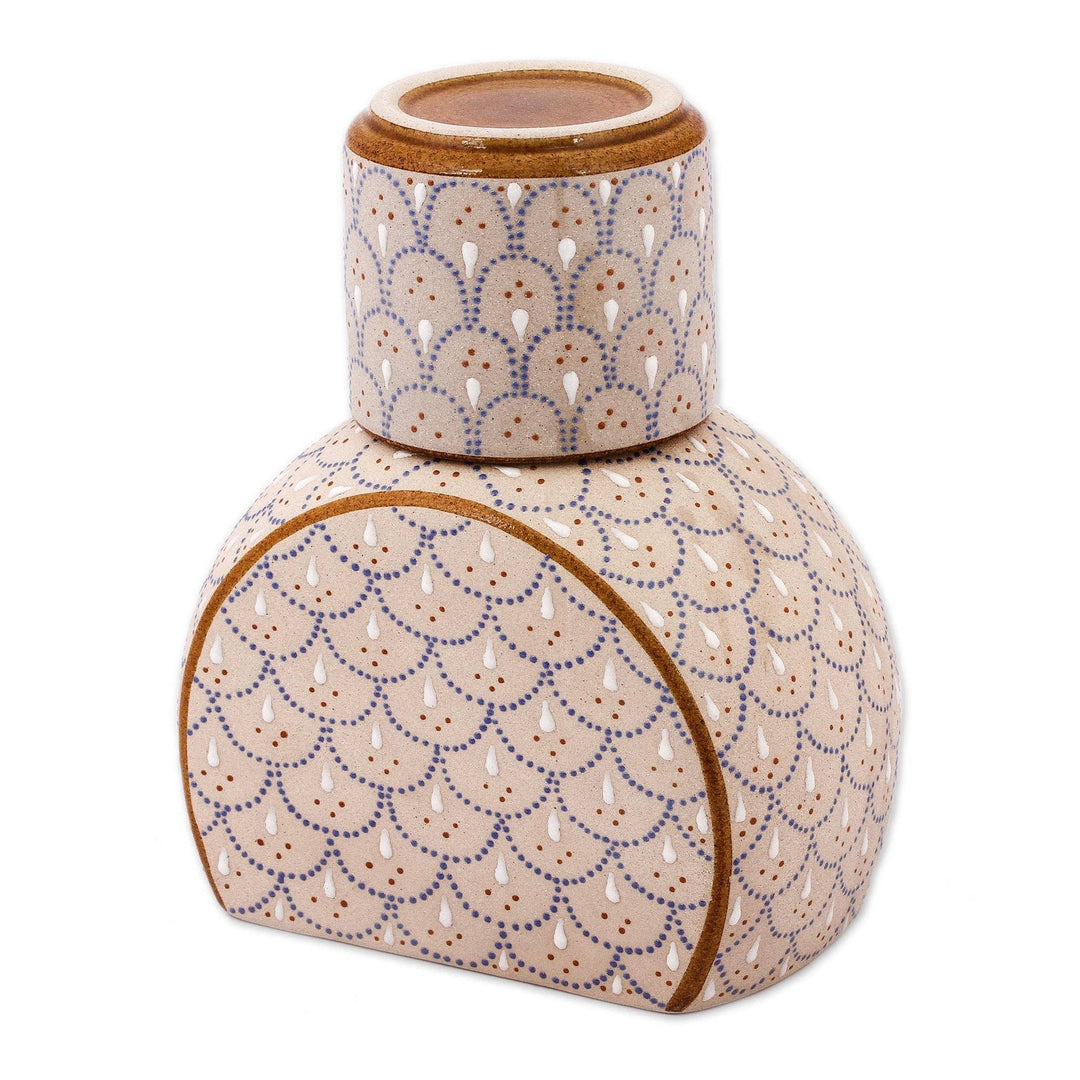 Handmade Downy Dew Ceramic Decanter With Cup (2-piece Set) Multi Color Glass - Diamond Home USA