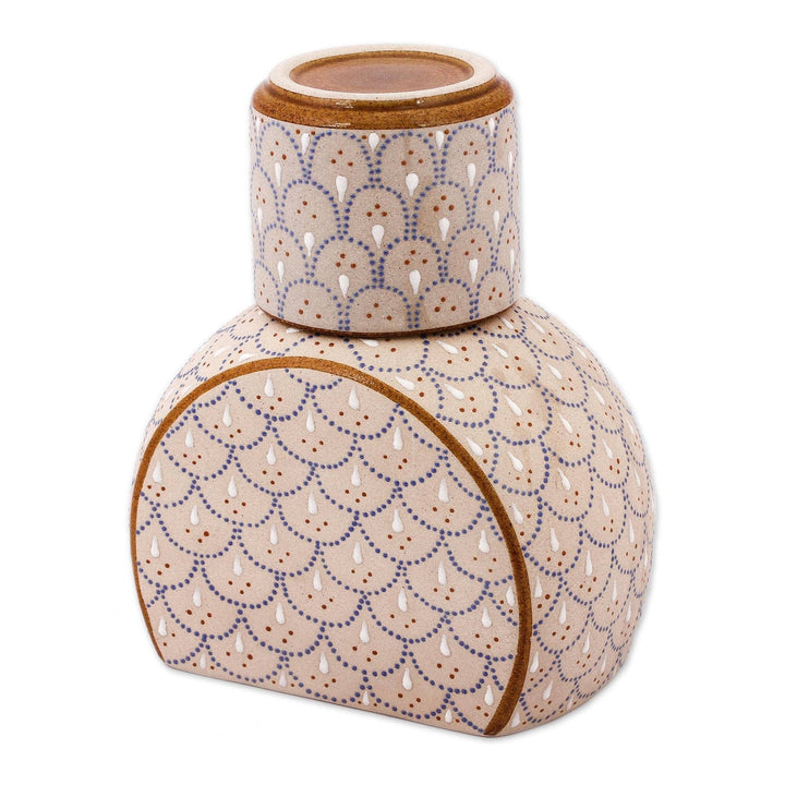 Handmade Downy Dew Ceramic Decanter With Cup (2-piece Set) Multi Color Glass - Diamond Home USA