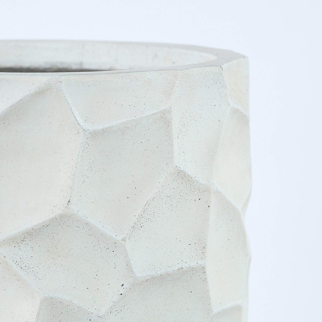 22.4in. H Mgo Fiberclay White Wavy Tall Planter Modern Contemporary Round - Diamond Home USA