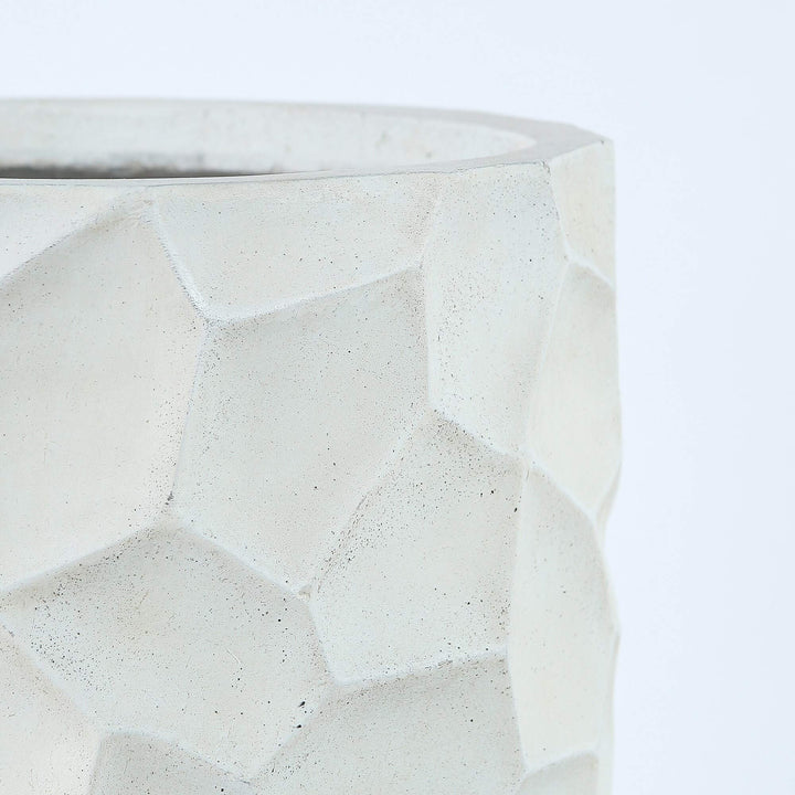 22.4in. H Mgo Fiberclay White Wavy Tall Planter Modern Contemporary Round - Diamond Home USA