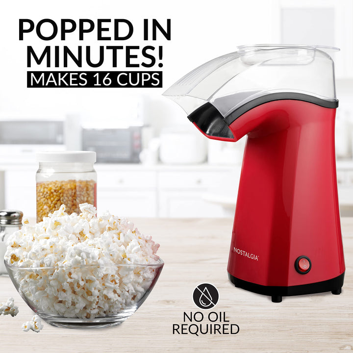 Nostalgia Hot-Air Electric Popcorn aker 12 Cups Healthy Oil Free Popcorn with