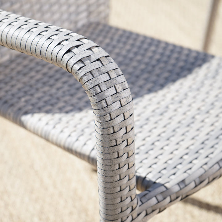 Christopher Knight Home Aurora Outdoor Wicker Armed Stacking Chairs with Chateau Grey - Diamond Home USA