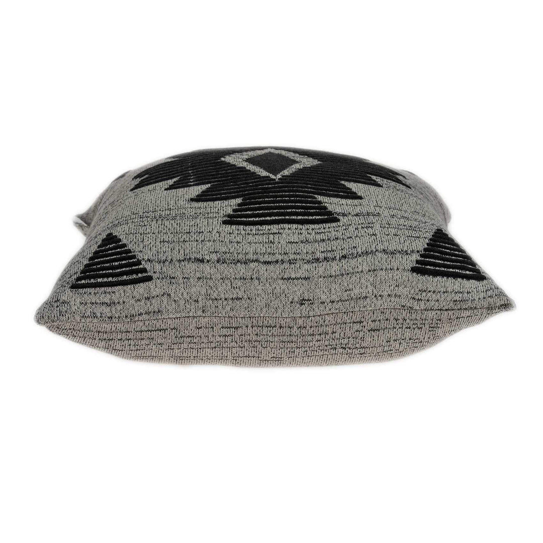 Square Southwest Gray Accent Pillow Cover Grey Ikat Cotton Single Reversible - Diamond Home USA