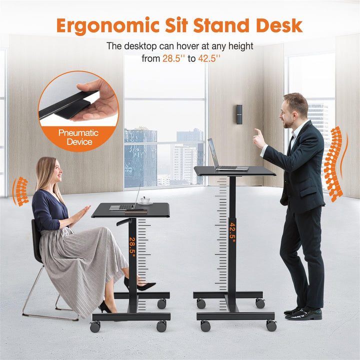 Small Mobile Rolling Standing Desk Black Modern Contemporary Metal - Diamond Home USA