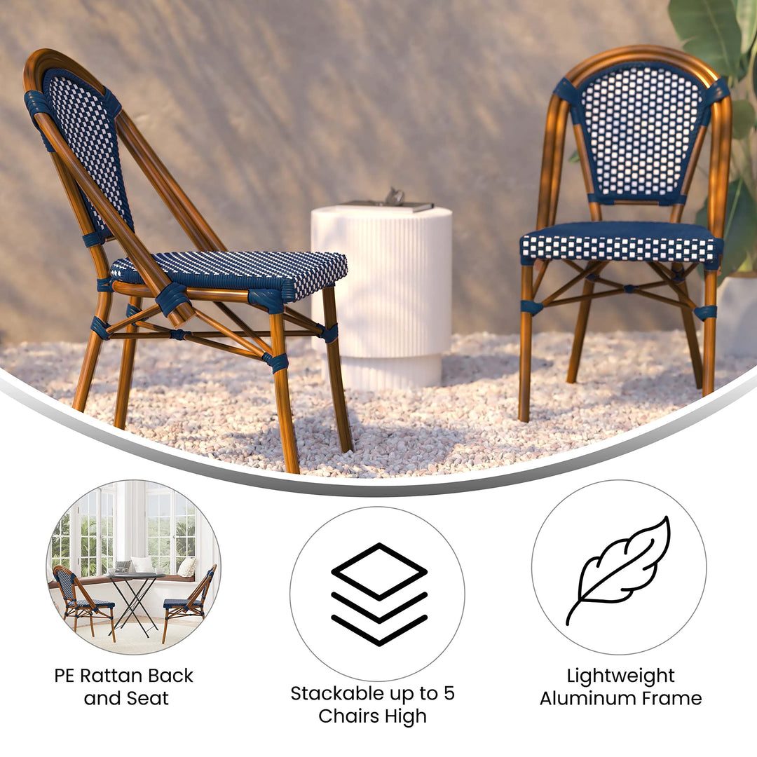 Taylor & Logan Nadia Indoor/Outdoor Stackable French Bistro Chairs in
