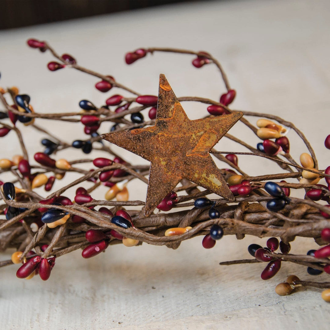 Pip Berry Garland with Stars Colonial 40" Red/Black/Yellow 40 Inches Un-lit - Diamond Home USA
