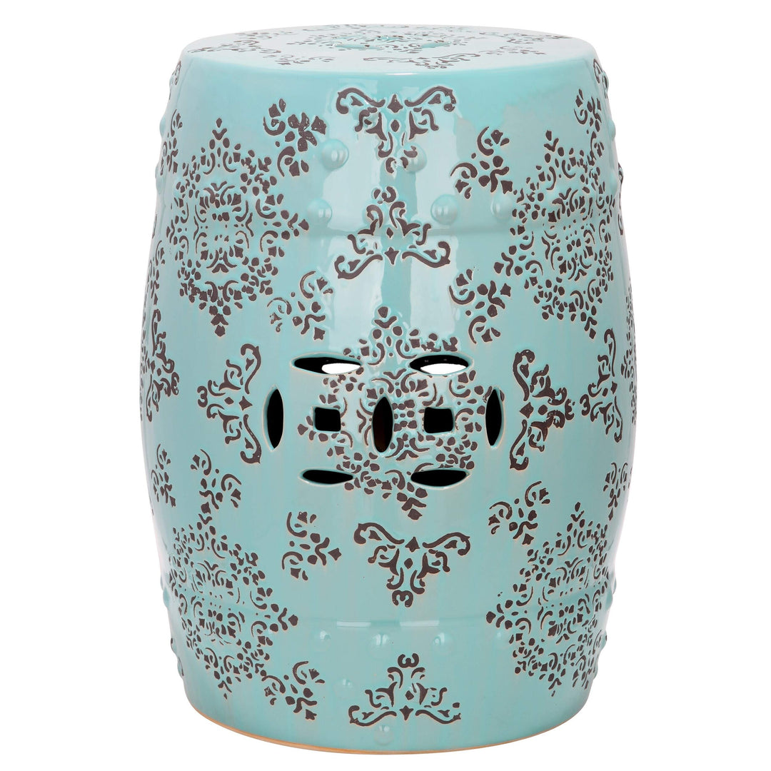 Paradise Pacific Light Blue Ceramic Decorative Garden Stool Modern - Diamond Home USA