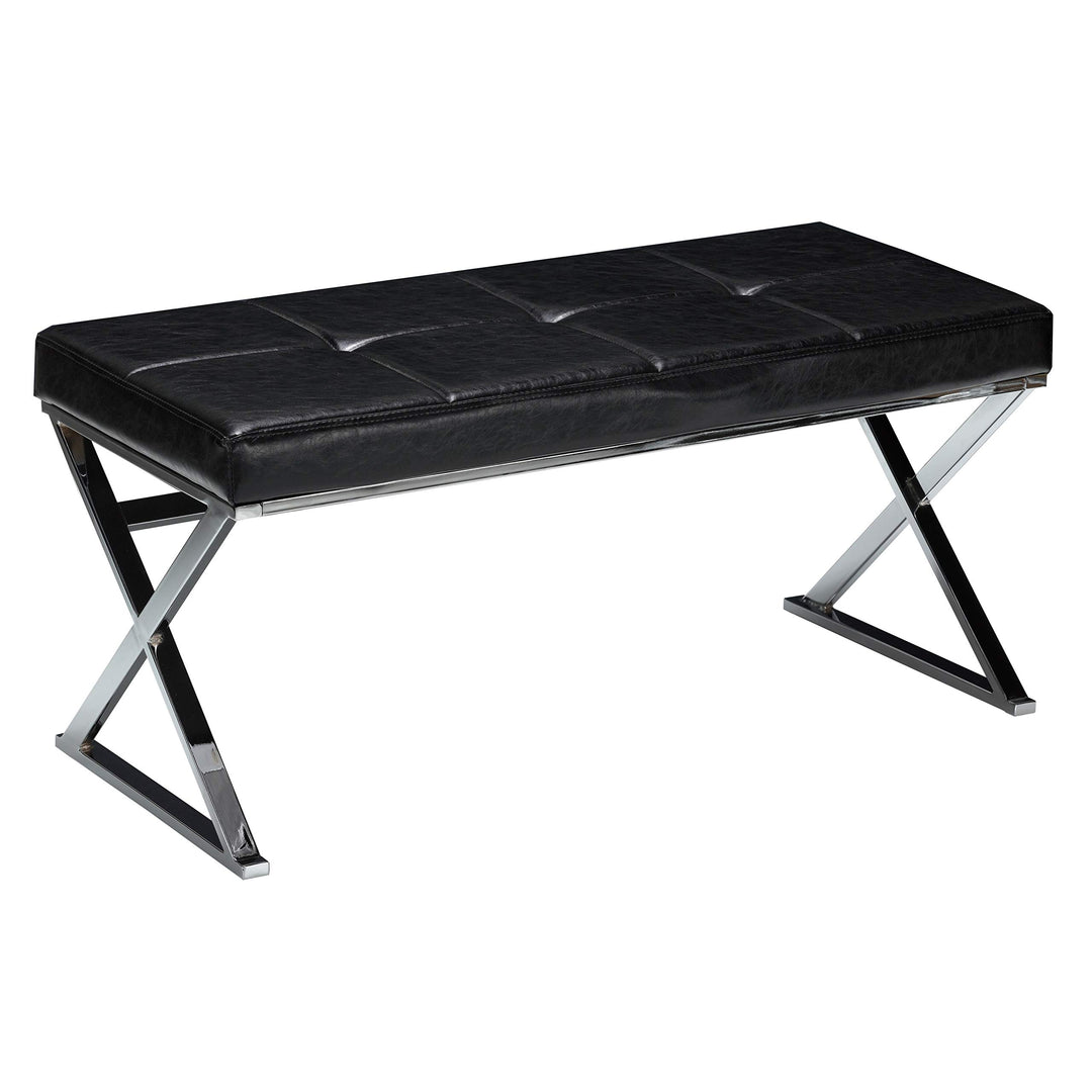 Metal Entryway Black X-Bench/Ottoman Silver Solid Modern Contemporary Faux