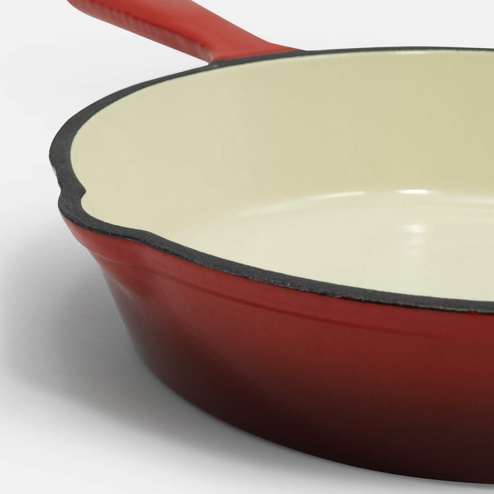 ExcelSteel 3 Pc Cast Iron Skillet Set w/Red Enamel Coating Perfect for Home - Diamond Home USA