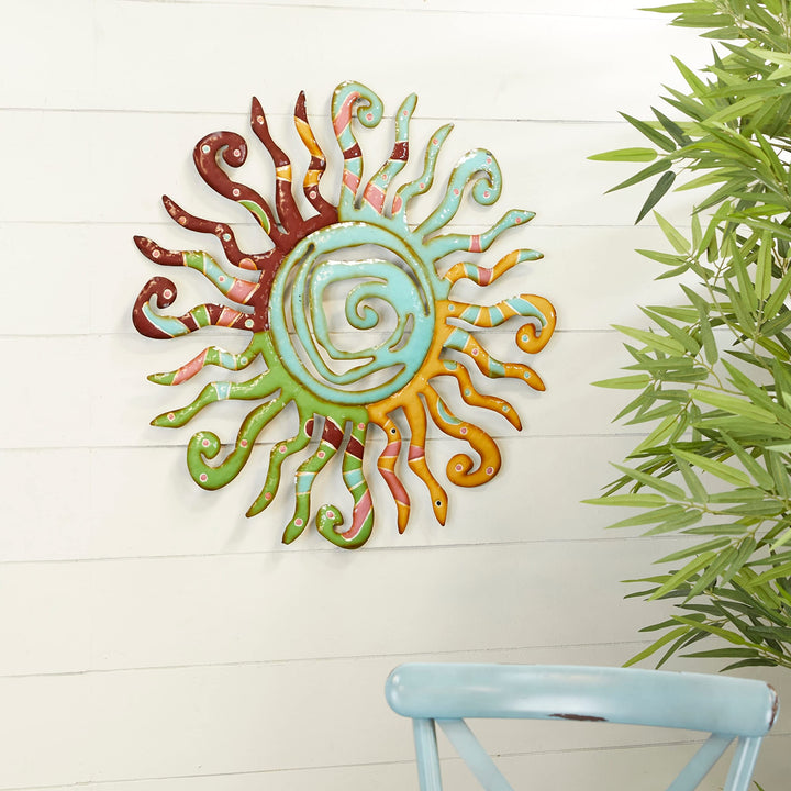 Multi Metal Traditional Sun Wall Color Multicolor Medium