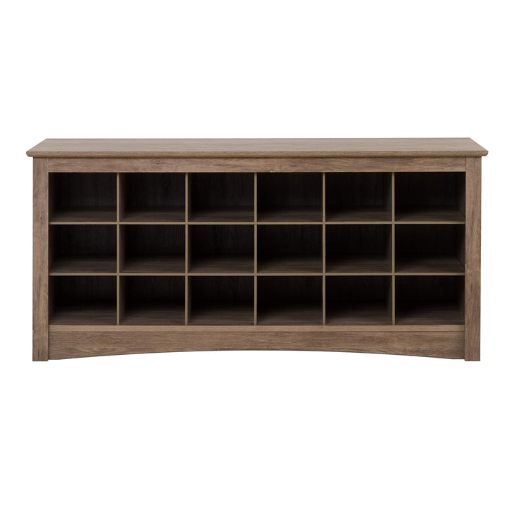 Drifted Grey Cubbie Storage Bench Solid Farmhouse MDF - Diamond Home USA