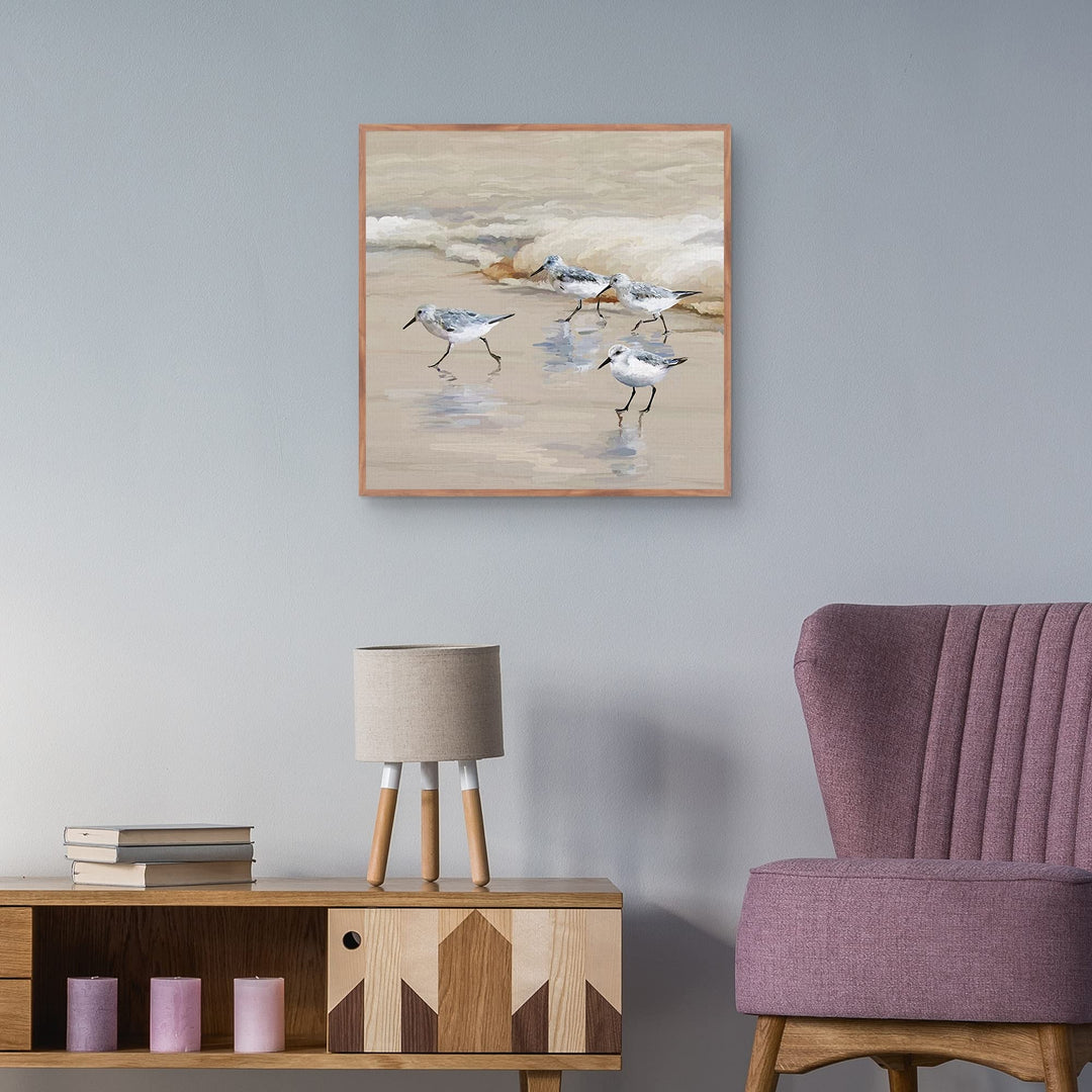 Sandpiper Beach I Amber Studio Arts Framed Canvas Art Print Multi Color - Diamond Home USA
