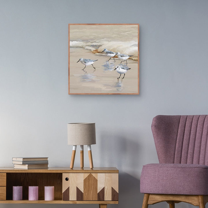 Sandpiper Beach I Amber Studio Arts Framed Canvas Art Print Multi Color - Diamond Home USA