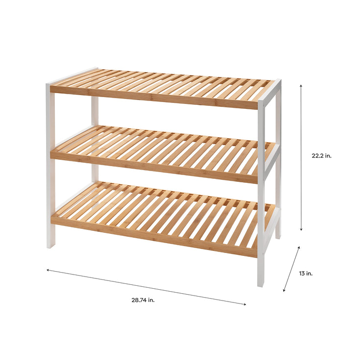 Organize It All 3 Tier White Sonora Bamboo Shelf Dimensions: 8.74" x 1.99" x - Diamond Home USA