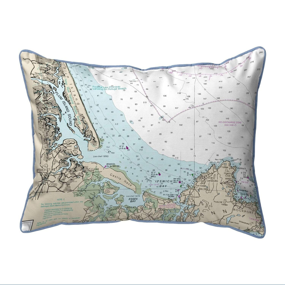 Plum Island Sound Ma Nautical Map Small Pillow Multi Color Graphic Print Coastal