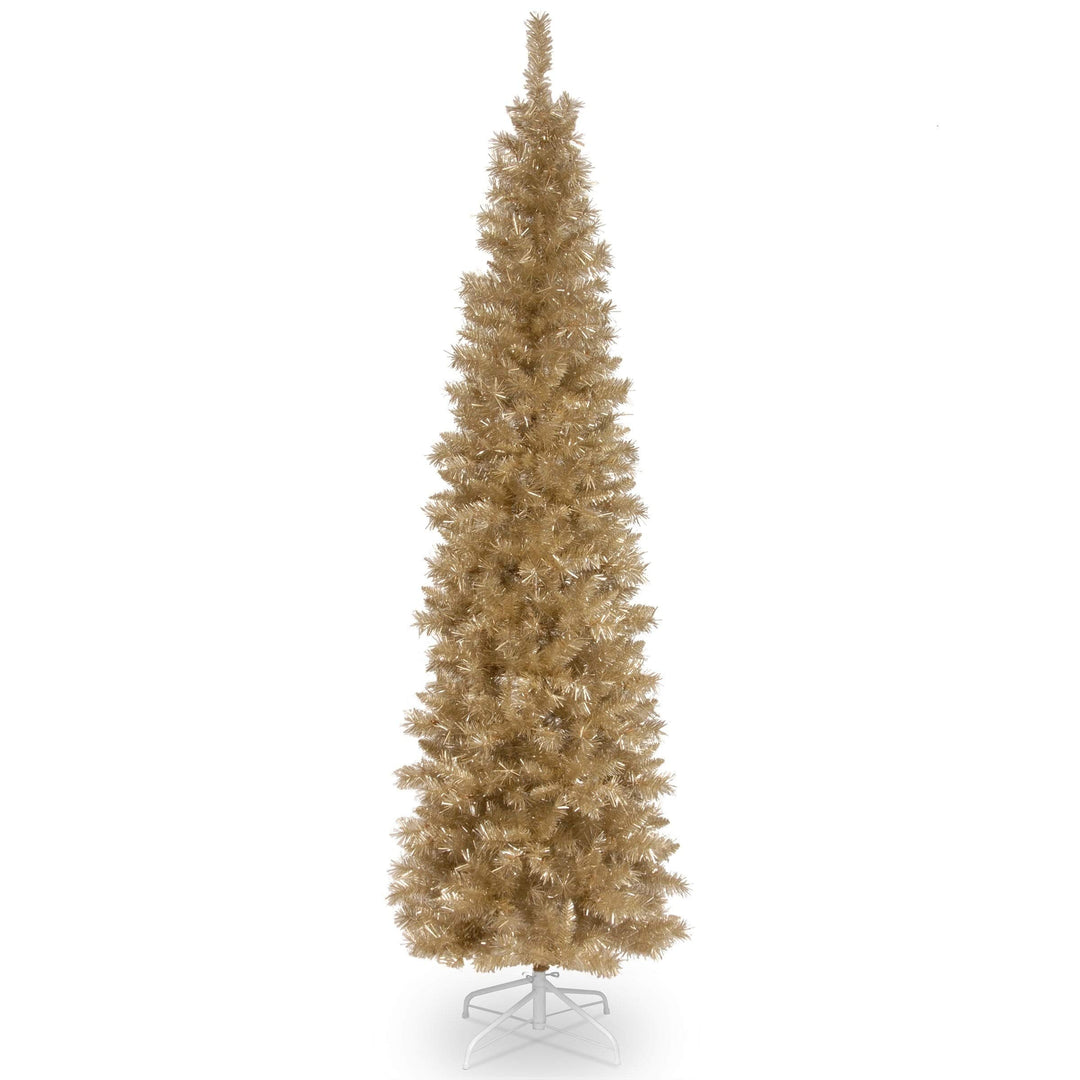 Unknown 7 Ft. Champagne Gold Tinsel Tree Plastic Colored
