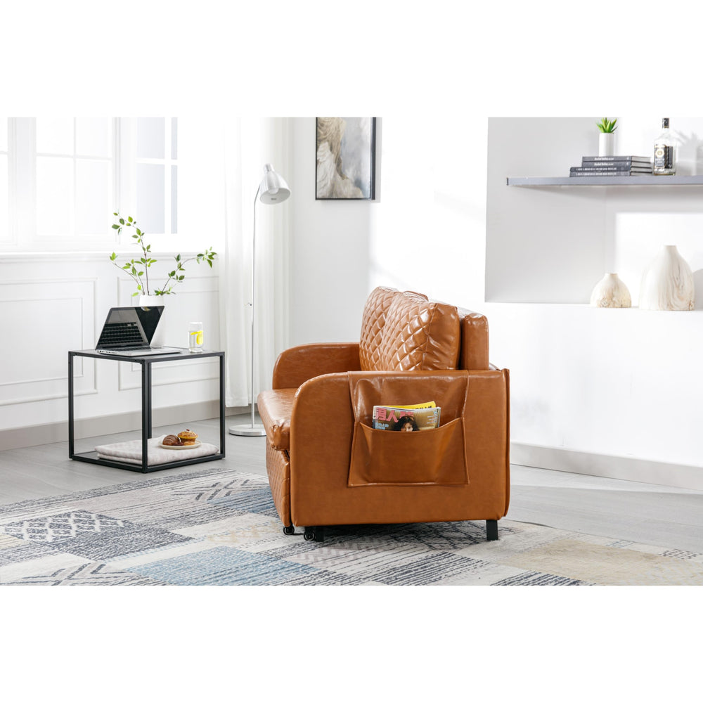 47.64" Modern Convertible Sleeper Loveseat Sofa Bed with Headboard Pull-Out - Diamond Home USA