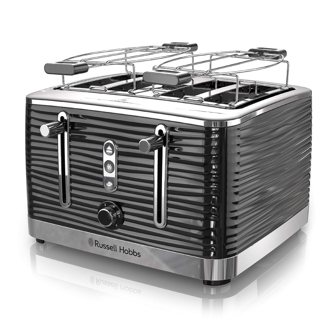 Russell Hobbs TR9450BR Coventry 4-Slice Toaster Black Included Warming Rack