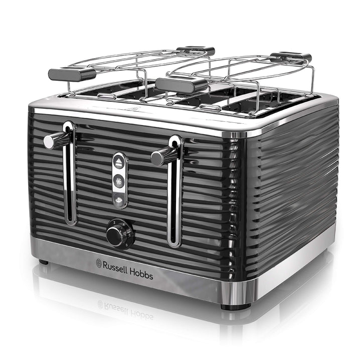 Russell Hobbs TR9450BR Coventry 4-Slice Toaster Black Included Warming Rack