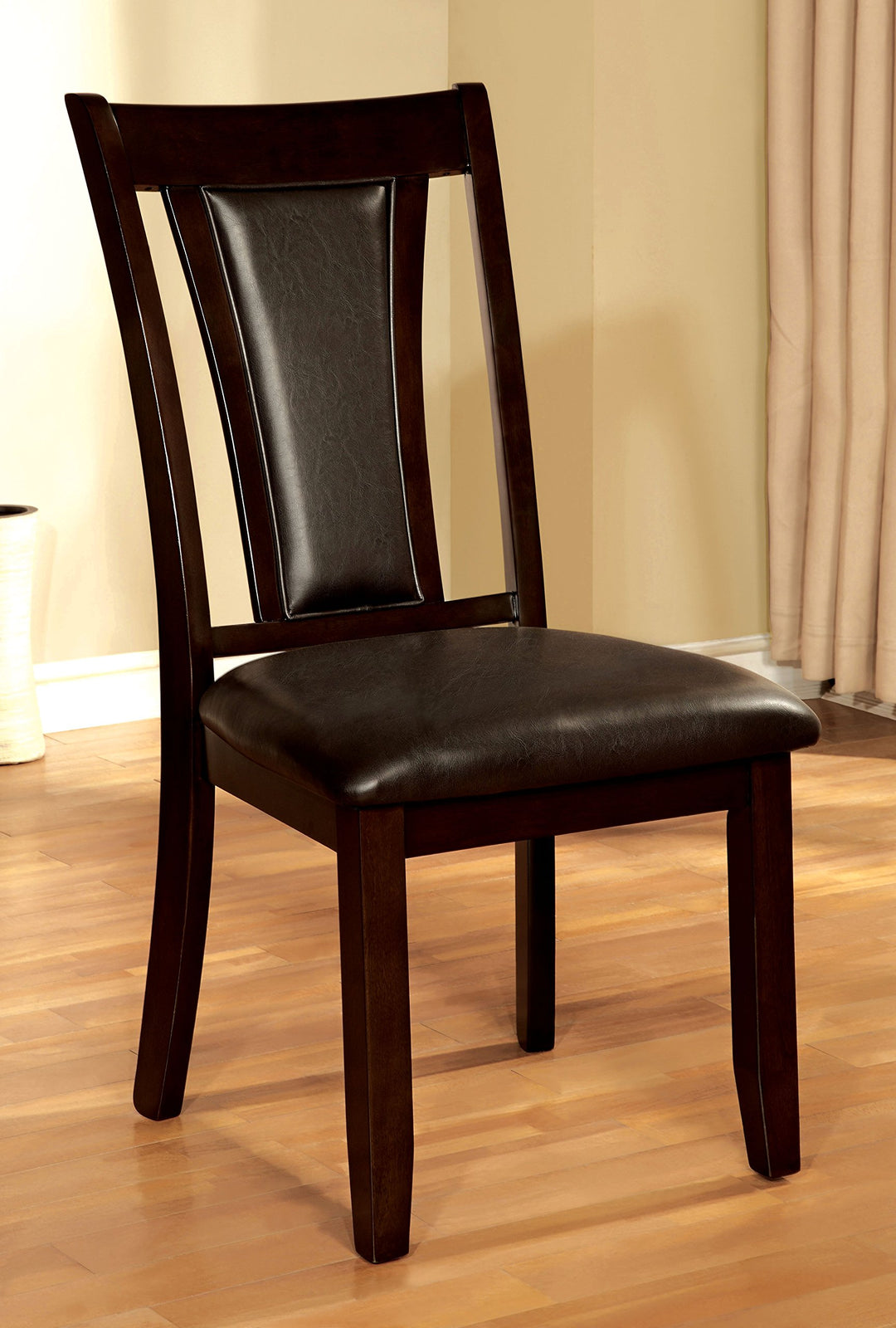 Furniture of America Dalcroze Modern Dining Chair Espresso Leatherette Set of 2
