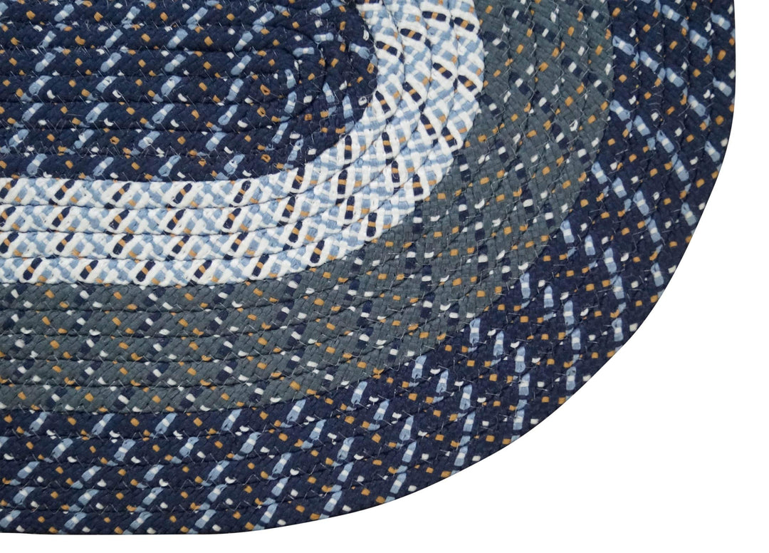 Better Trends Country Braid Collection is Durable and Stain Resistant Reversible Dark Blue Stripe 96" x 132" Oval - Diamond Home USA