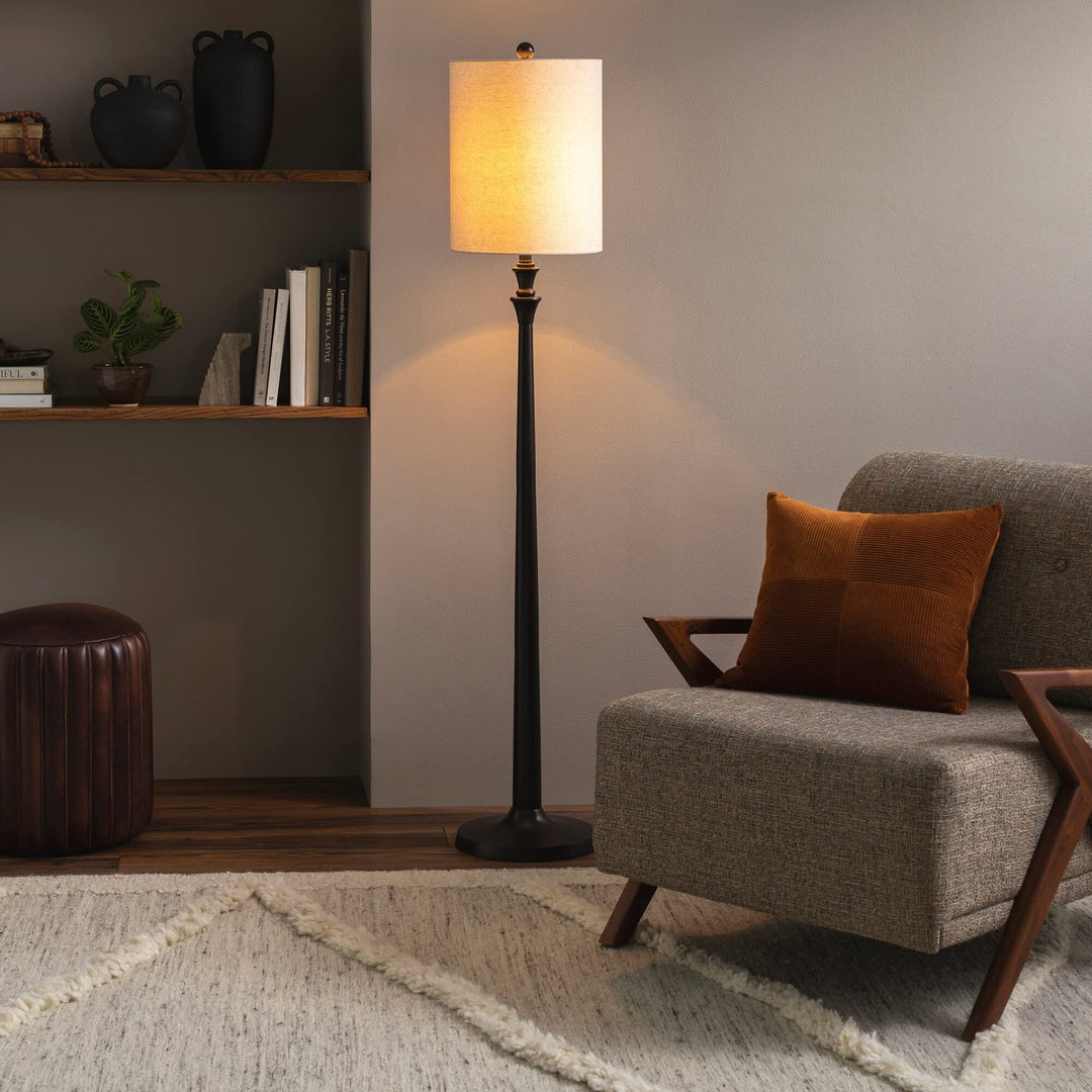 Traditional Bronze Floor Lamp 64" h X 12" w 12" d Black White - Diamond Home USA
