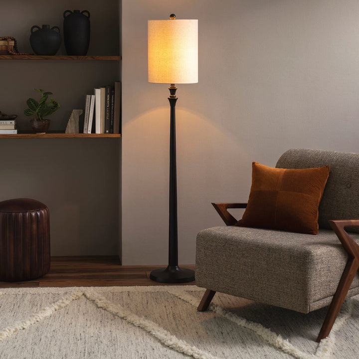 Traditional Bronze Floor Lamp 64" h X 12" w 12" d Black White - Diamond Home USA