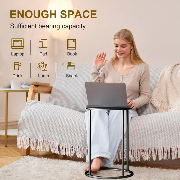 Nathaniel Home 23.5" H C-Shaped Round Sofa Side Elegant Modern-Glam End Snack - Diamond Home USA