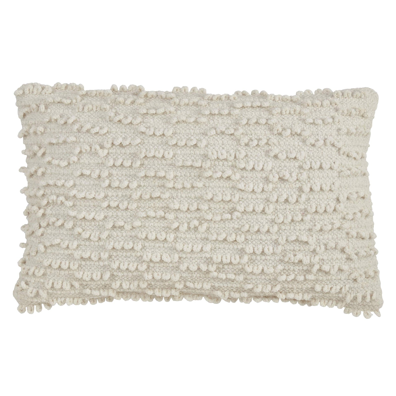 SARO LIFESTYLE Nubby Throw Pillow with Down Filling Ivory - 12"x20"