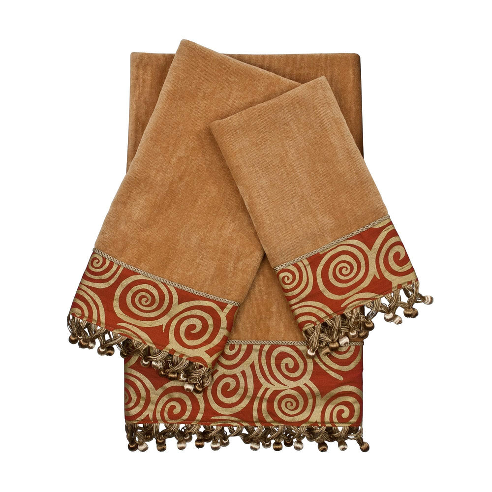 Sherry Kline Swirley Nugget 3-Piece Decorative Embellished Towel Set - Diamond Home USA