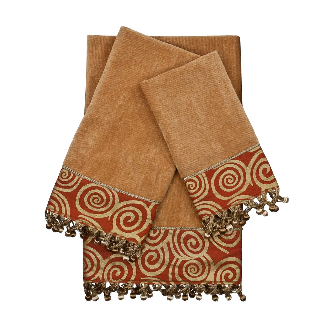 Sherry Kline Swirley Nugget 3-Piece Decorative Embellished Towel Set - Diamond Home USA